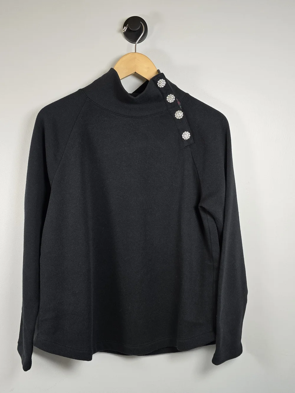 Women's Sweater Loose Fit Holiday Style With Plaid And Sparkly Stone Detail.
